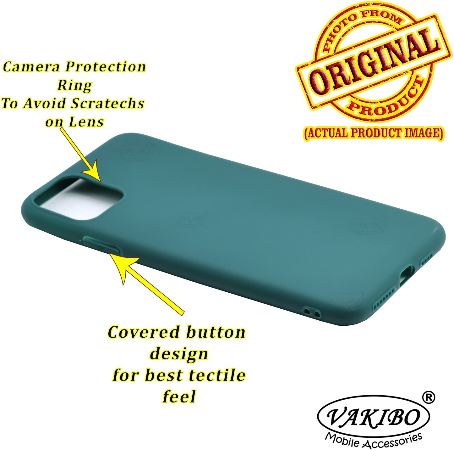 VAKIBO 1.2 MM Thick Green Coloured Soft TPU Rubber Back Cover Case With Camera Protection Ring Suitable for Apple iPhone 11 Pro