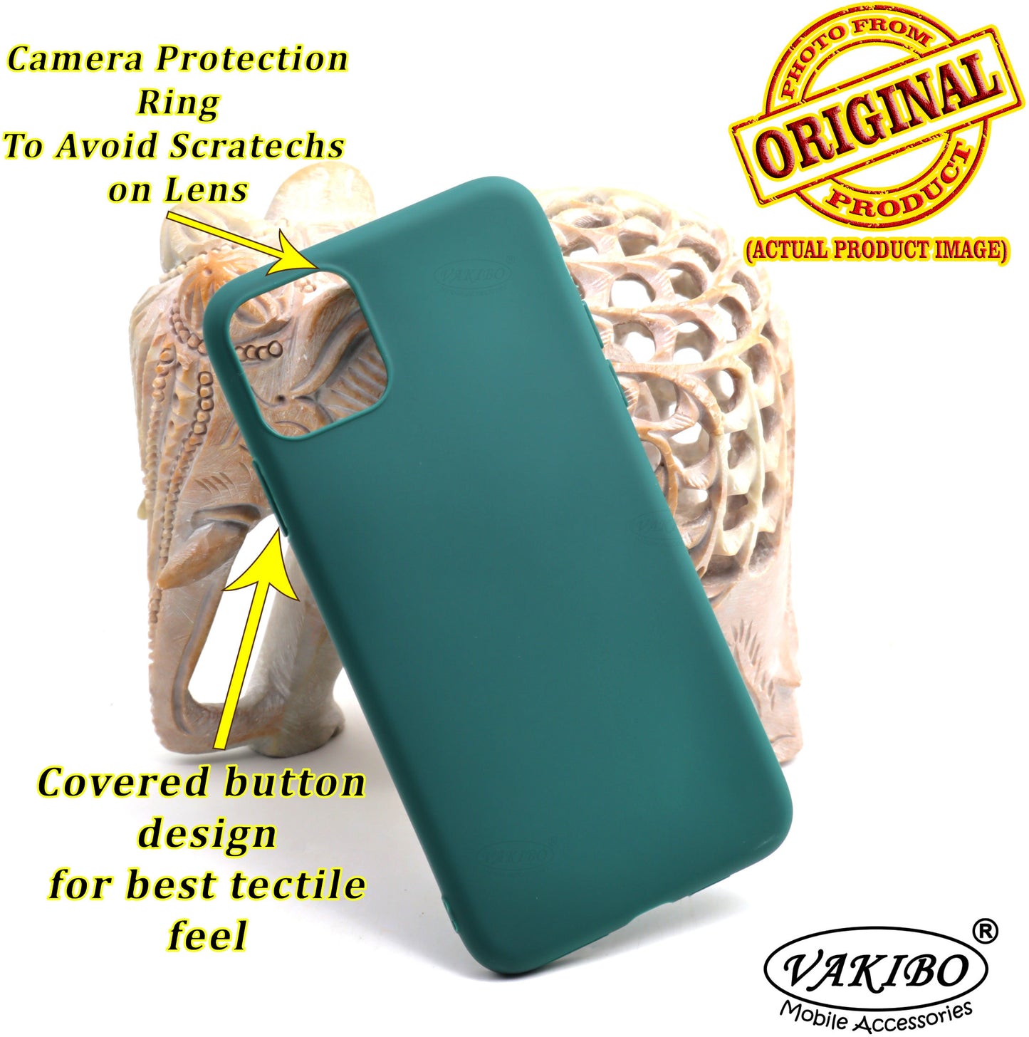 VAKIBO 1.2 MM Thick Green Coloured Soft TPU Rubber Back Cover Case With Camera Protection Ring Suitable for Apple iPhone 12 Pro Max