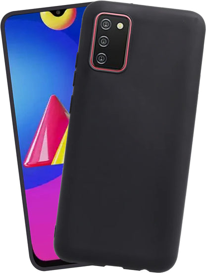 VAKIBO 1.2 MM Thick Black Coloured Soft TPU Rubber Back Cover Case With Camera Protection Ring Suitable for Samsung Galaxy F02s