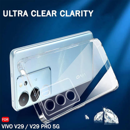 VAKIBO Premium Clear 2MM Thick Transparent Soft TPU Rubber Back Cover Case With Camera Protection Suitable for Vivo S17 Pro