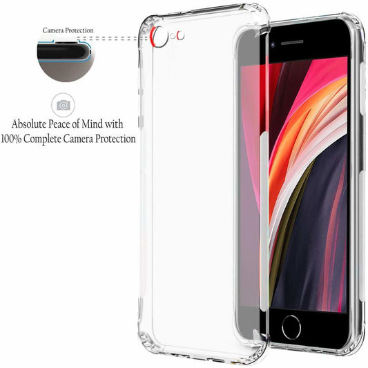 VAKIBO Super Premium Soft TPU Transparent Case With Dustplug,Side Grip,Corner Protection,lanyard Cuts,Camera Protection Suitable for iPhone 8
