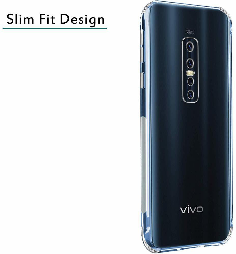 VAKIBO Super Premium Soft TPU Transparent Case With Dustplug,Side Grip,Corner Protection,lanyard Cuts,Camera Protection Suitable for Vivo V17 Pro