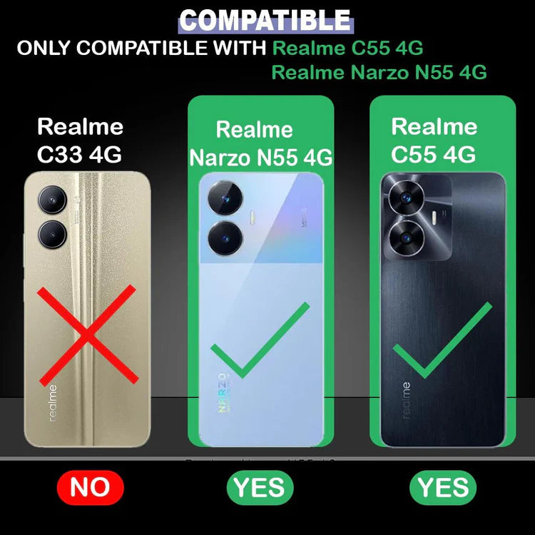 VAKIBO Premium Clear 2MM Thick Transparent Soft TPU Rubber Back Cover Case With Camera Protection Suitable for Realme Narzo N55