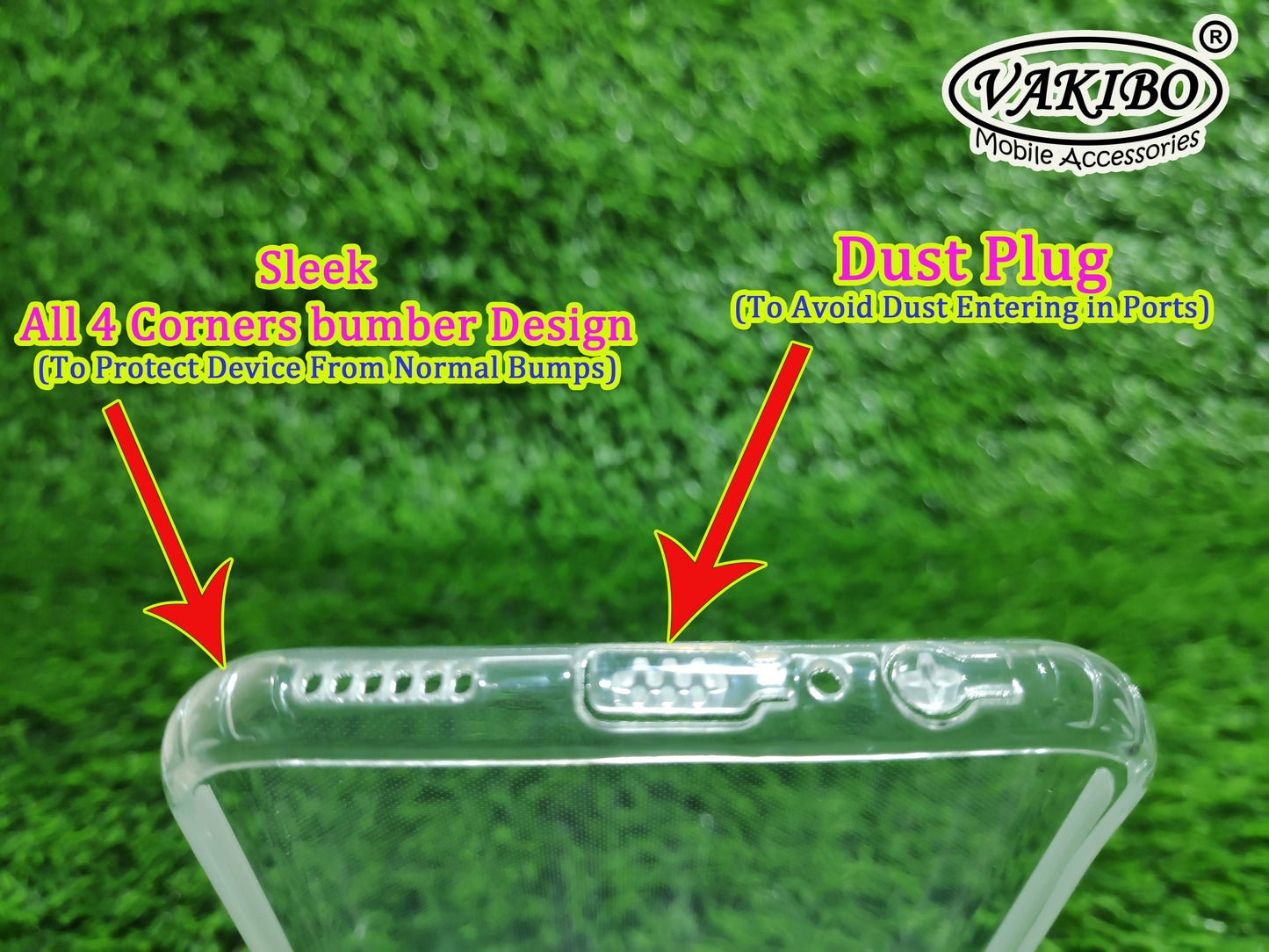 VAKIBO Super Premium Soft TPU Transparent Case With Dustplug,Side Grip,Corner Protection,lanyard Cuts,Camera Protection Suitable for Vivo S1