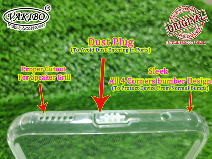 VAKIBO Super Premium Soft TPU Transparent Case With Dustplug,Side Grip,Corner Protection,lanyard Cuts,Camera Protection Suitable for Vivo S1 Pro