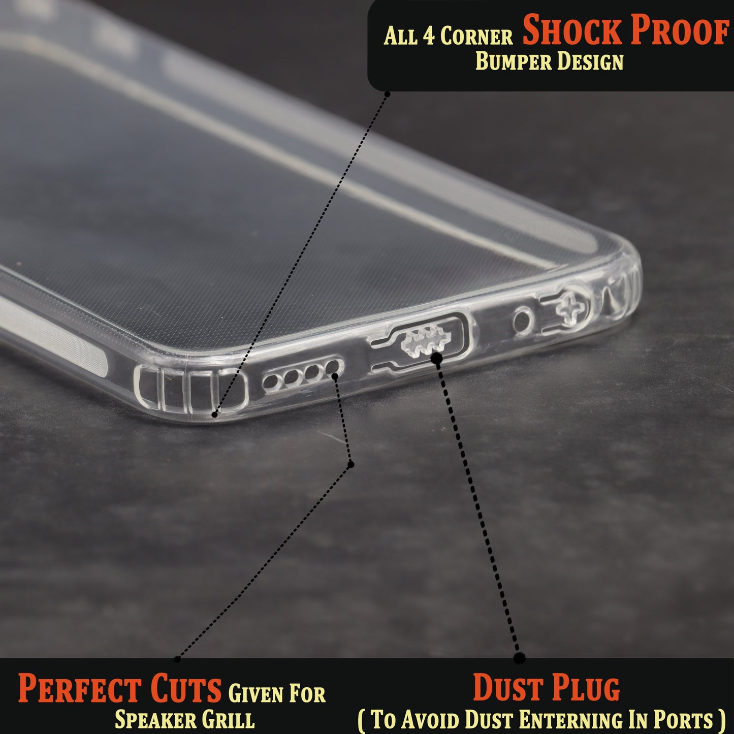 VAKIBO Super Premium Soft TPU Transparent Case With Dustplug,Side Grip,Corner Protection,lanyard Cuts,Camera Protection Suitable for Vivo iqoo Z6