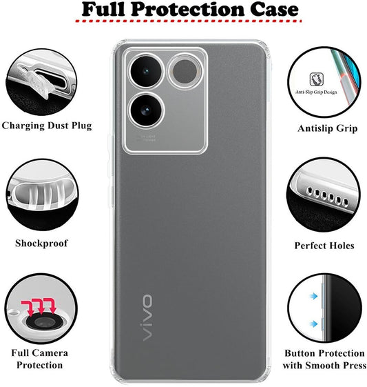VAKIBO Premium Clear 1.5MM Thick Transparent Soft TPU Rubber Back Cover Case With Camera Protection Suitable for Vivo T2 Pro 5G