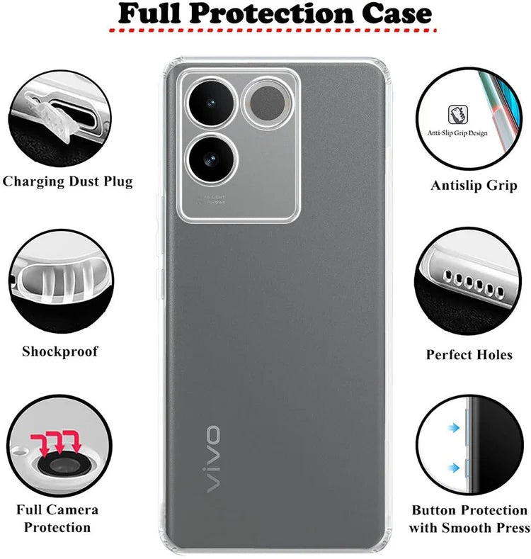 VAKIBO Premium Clear 1.5MM Thick Transparent Soft TPU Rubber Back Cover Case With Camera Protection Suitable for Iqoo Z7 Pro