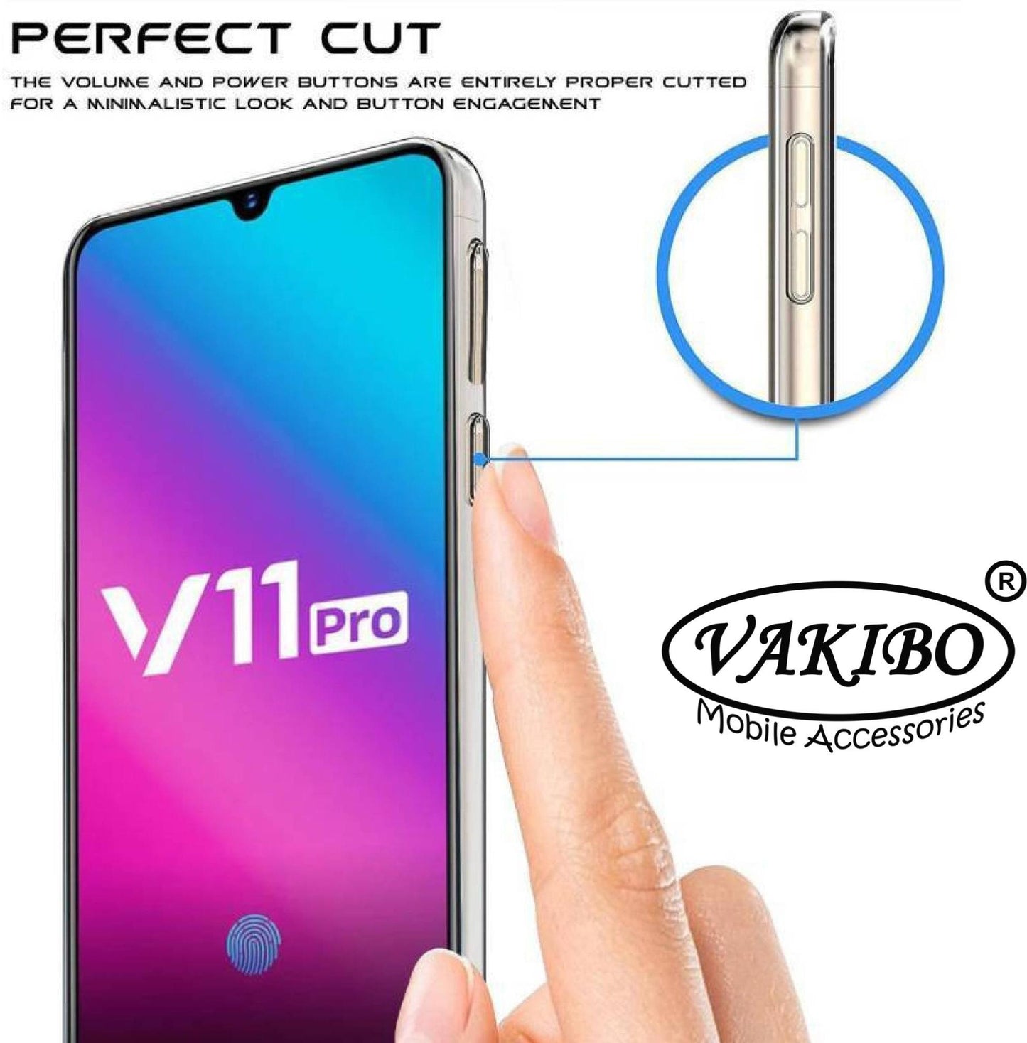 VAKIBO Super Premium Soft TPU Transparent Case With Dustplug,Side Grip,Corner Protection,lanyard Cuts,Camera Protection Suitable for Vivo V11 Pro
