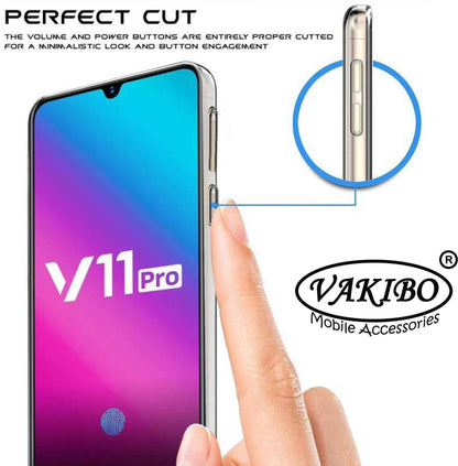 VAKIBO Super Premium Soft TPU Transparent Case With Dustplug,Side Grip,Corner Protection,lanyard Cuts,Camera Protection Suitable for Vivo V11 Pro