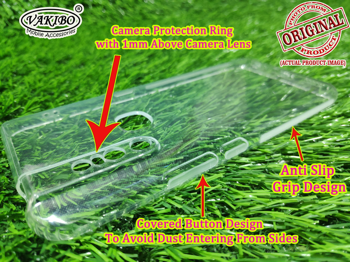 VAKIBO Super Premium Soft TPU Transparent Case With Dustplug,Side Grip,Corner Protection,lanyard Cuts,Camera Protection Suitable for Vivo V15