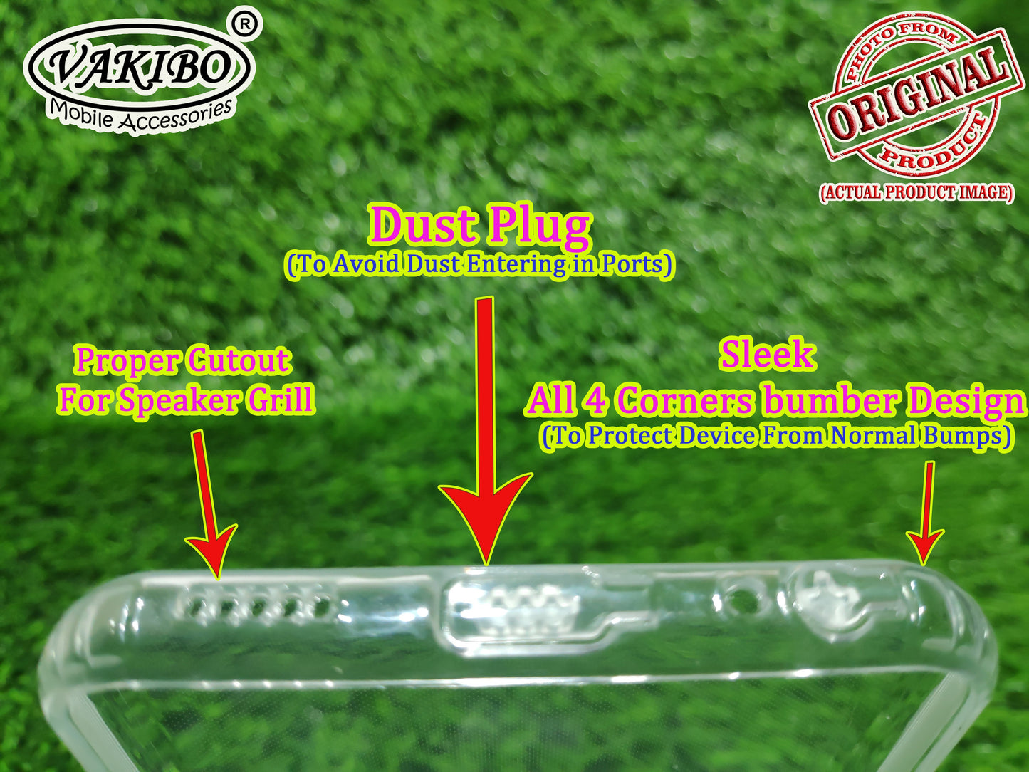 VAKIBO Super Premium Soft TPU Transparent Case With Dustplug,Side Grip,Corner Protection,lanyard Cuts,Camera Protection Suitable for Vivo V15