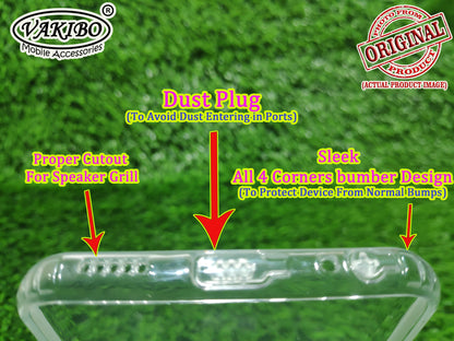 VAKIBO Super Premium Soft TPU Transparent Case With Dustplug,Side Grip,Corner Protection,lanyard Cuts,Camera Protection Suitable for Vivo V15