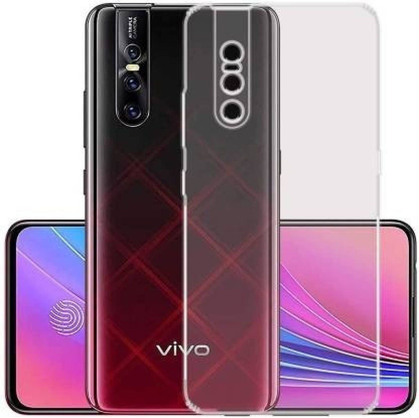 VAKIBO Super Premium Soft TPU Transparent Case With Dustplug,Side Grip,Corner Protection,lanyard Cuts,Camera Protection Suitable for Vivo V15 Pro