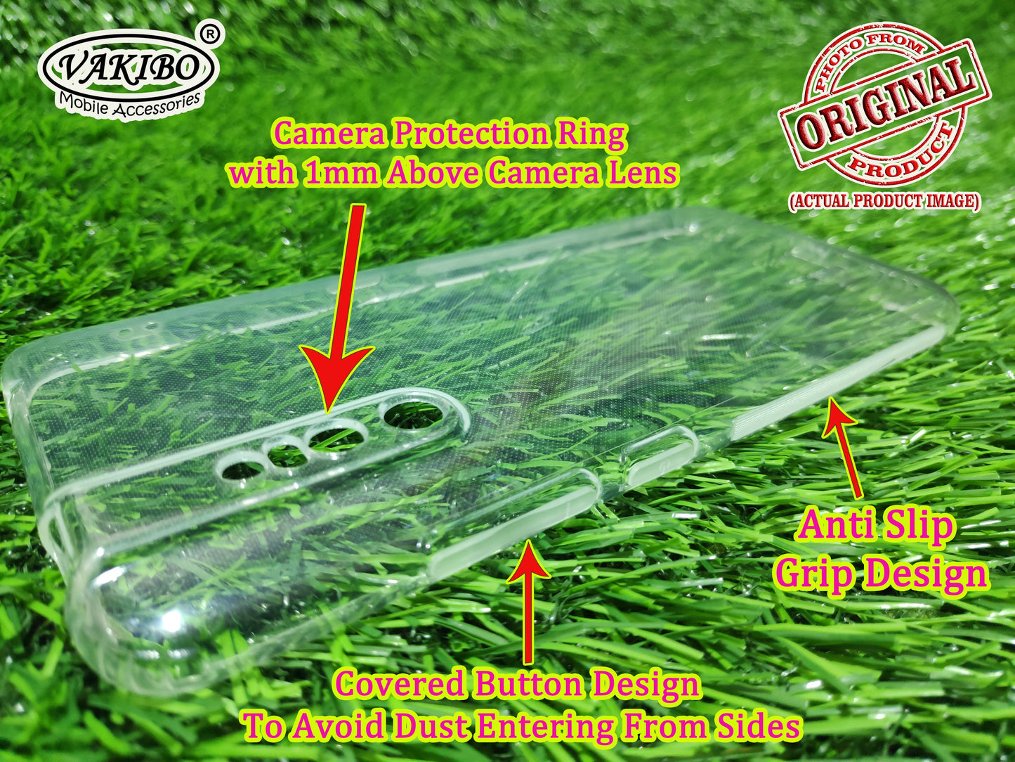 VAKIBO Super Premium Soft TPU Transparent Case With Dustplug,Side Grip,Corner Protection,lanyard Cuts,Camera Protection Suitable for Vivo V15 Pro