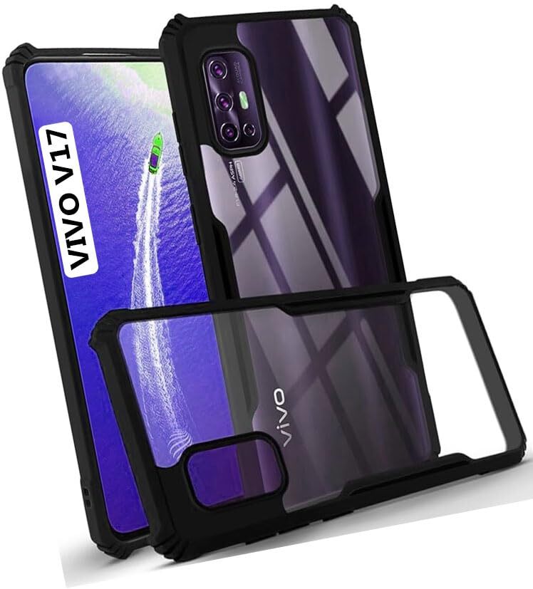 VAKIBO Super Premium Black Border Transparent Case With Corner Protection & Camera Protection Suitable for Vivo V17