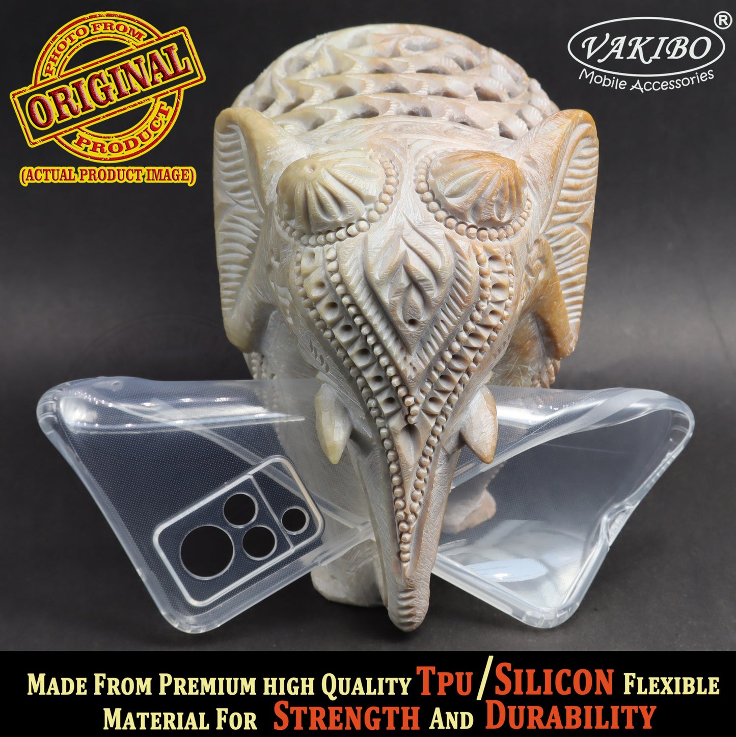 VAKIBO Super Premium Soft TPU Transparent Case With Dustplug,Side Grip,Corner Protection,lanyard Cuts,Camera Protection Suitable for Vivo V21