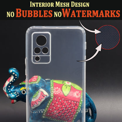 VAKIBO Super Premium Soft TPU Transparent Case With Dustplug,Side Grip,Corner Protection,lanyard Cuts,Camera Protection Suitable for Vivo V21