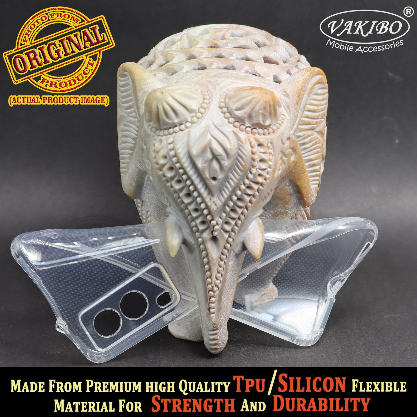 VAKIBO Super Premium Soft TPU Transparent Case With Dustplug,Side Grip,Corner Protection,lanyard Cuts,Camera Protection Suitable for Vivo V21E