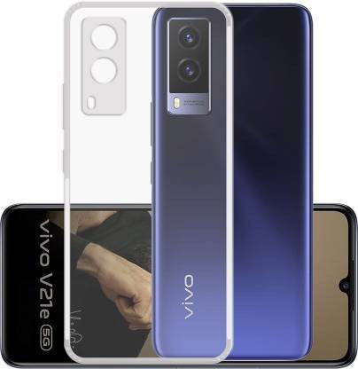 VAKIBO Super Premium Soft TPU Transparent Case With Dustplug,Side Grip,Corner Protection,lanyard Cuts,Camera Protection Suitable for Vivo V21E