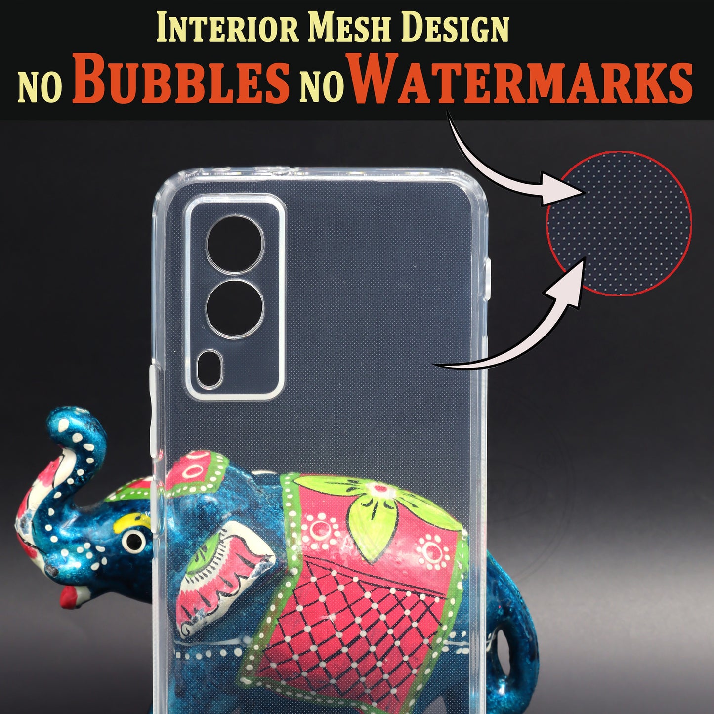 VAKIBO Super Premium Soft TPU Transparent Case With Dustplug,Side Grip,Corner Protection,lanyard Cuts,Camera Protection Suitable for Vivo V21E