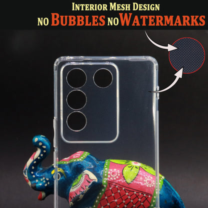 VAKIBO Super Premium Soft TPU Transparent Case With Dustplug,Side Grip,Corner Protection,lanyard Cuts,Camera Protection Suitable for Vivo V27