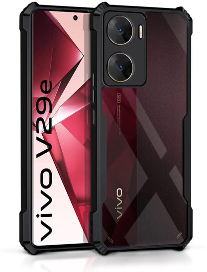 VAKIBO Best Selling Black and Transparent Back Cover Case Made With Soft TPU and Acrylic With 4 Corner and Camera Protection Suitable for Vivo V29 E