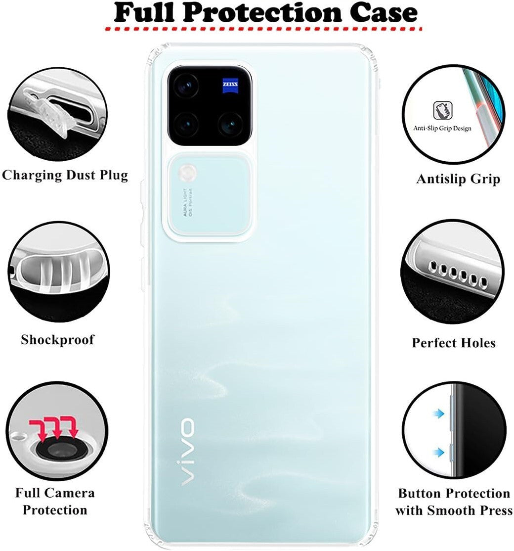VAKIBO Premium Clear 1.5MM Thick Transparent Soft TPU Rubber Back Cover Case With Camera Protection Suitable for Vivo V30 Pro