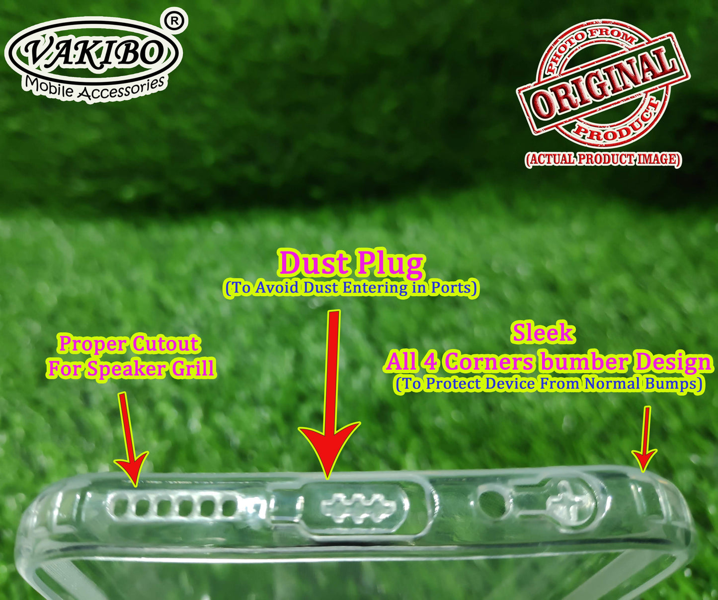 VAKIBO Super Premium Soft TPU Transparent Case With Dustplug,Side Grip,Corner Protection,lanyard Cuts,Camera Protection Suitable for Vivo V5 Plus