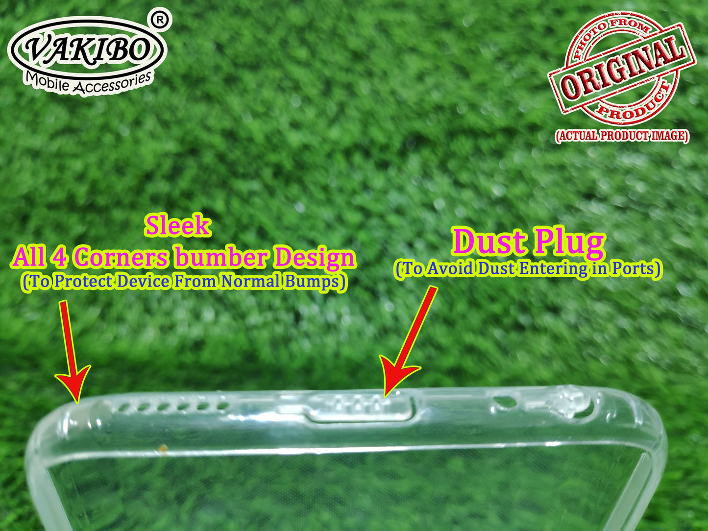 VAKIBO Super Premium Soft TPU Transparent Case With Dustplug,Side Grip,Corner Protection,lanyard Cuts,Camera Protection Suitable for Vivo V7 Plus