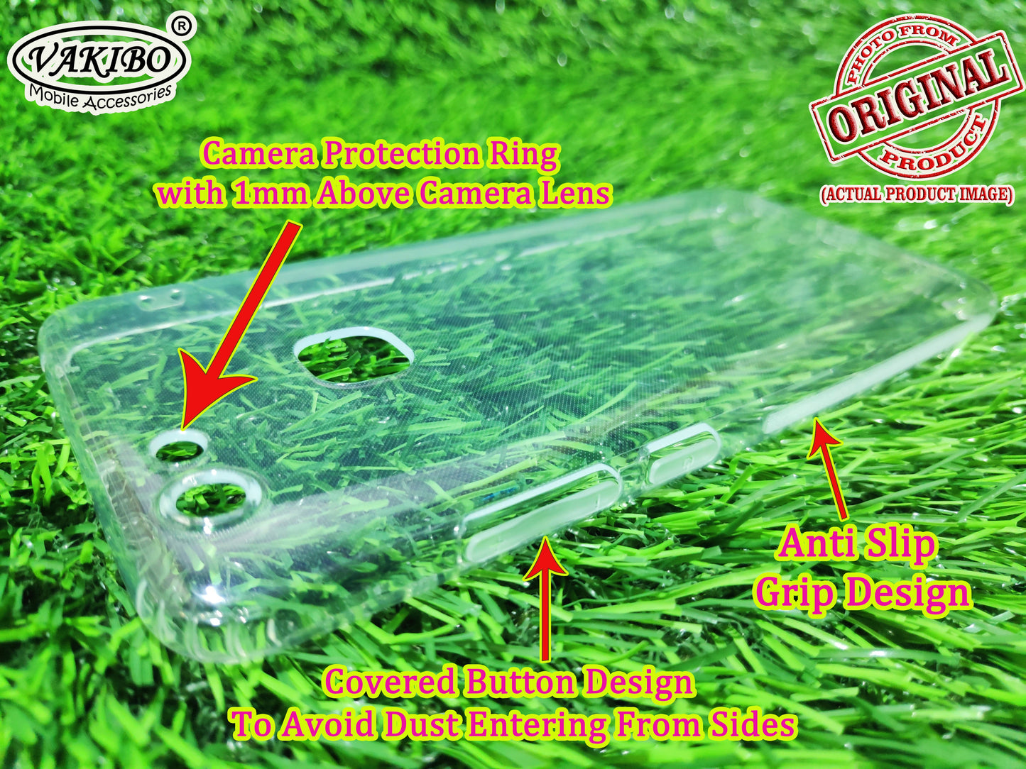 VAKIBO Super Premium Soft TPU Transparent Case With Dustplug,Side Grip,Corner Protection,lanyard Cuts,Camera Protection Suitable for Vivo V7 Plus