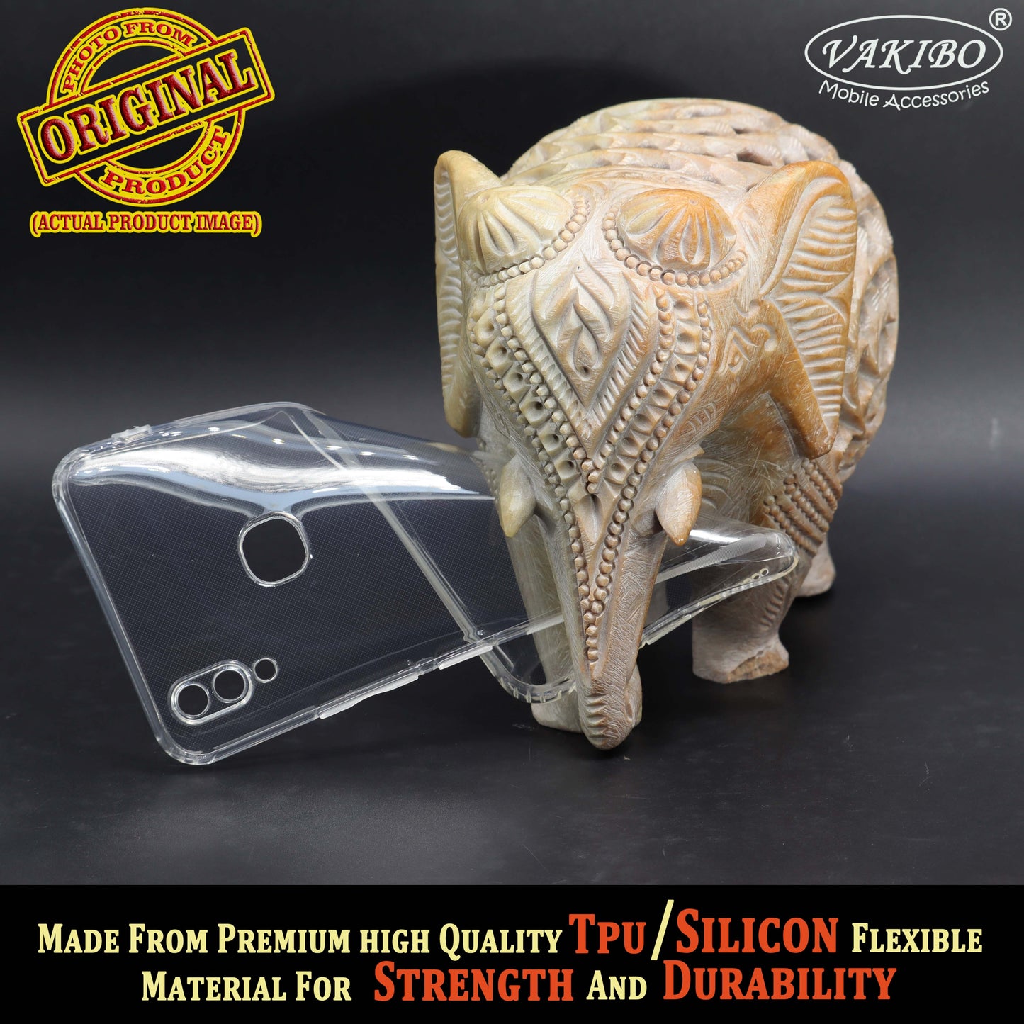 VAKIBO Super Premium Soft TPU Transparent Case With Dustplug,Side Grip,Corner Protection,lanyard Cuts,Camera Protection Suitable for Vivo V9