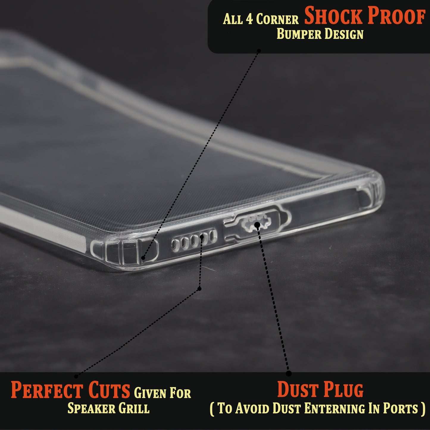 VAKIBO Super Premium Soft TPU Transparent Case With Dustplug,Side Grip,Corner Protection,lanyard Cuts,Camera Protection Suitable for Vivo X60 Pro