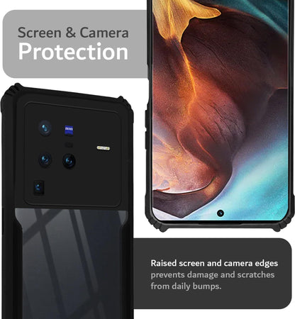 VAKIBO Super Premium Black Border Transparent Case With Corner Protection & Camera Protection Suitable for Vivo X80 Pro