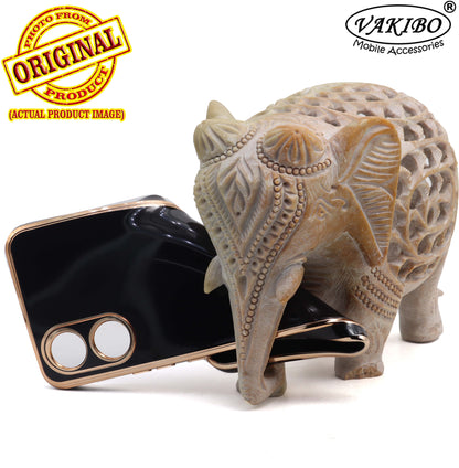 VAKIBO Golden Chrome Border Black Coloured Soft TPU Back Cover Case With Camera Protection Suitable for Vivo Y02S