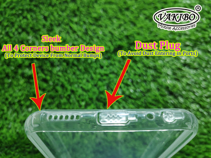 VAKIBO Super Premium Soft TPU Transparent Case With Dustplug,Side Grip,Corner Protection,lanyard Cuts,Camera Protection Suitable for Vivo Y11 2019