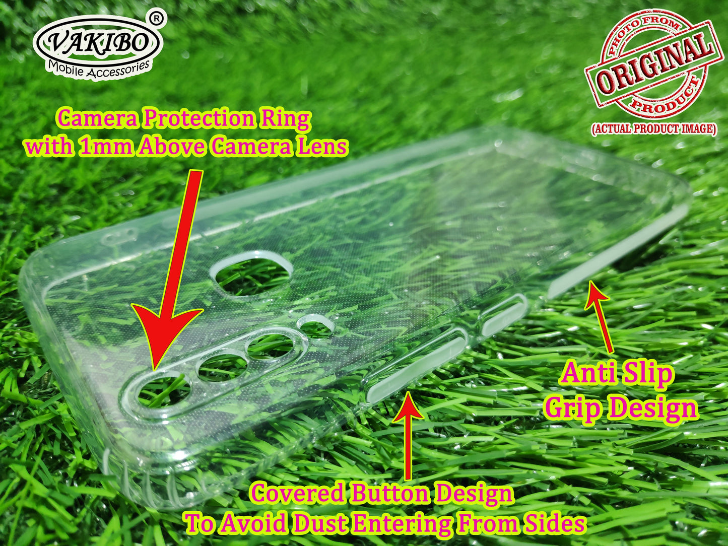 VAKIBO Super Premium Soft TPU Transparent Case With Dustplug,Side Grip,Corner Protection,lanyard Cuts,Camera Protection Suitable for Vivo U10