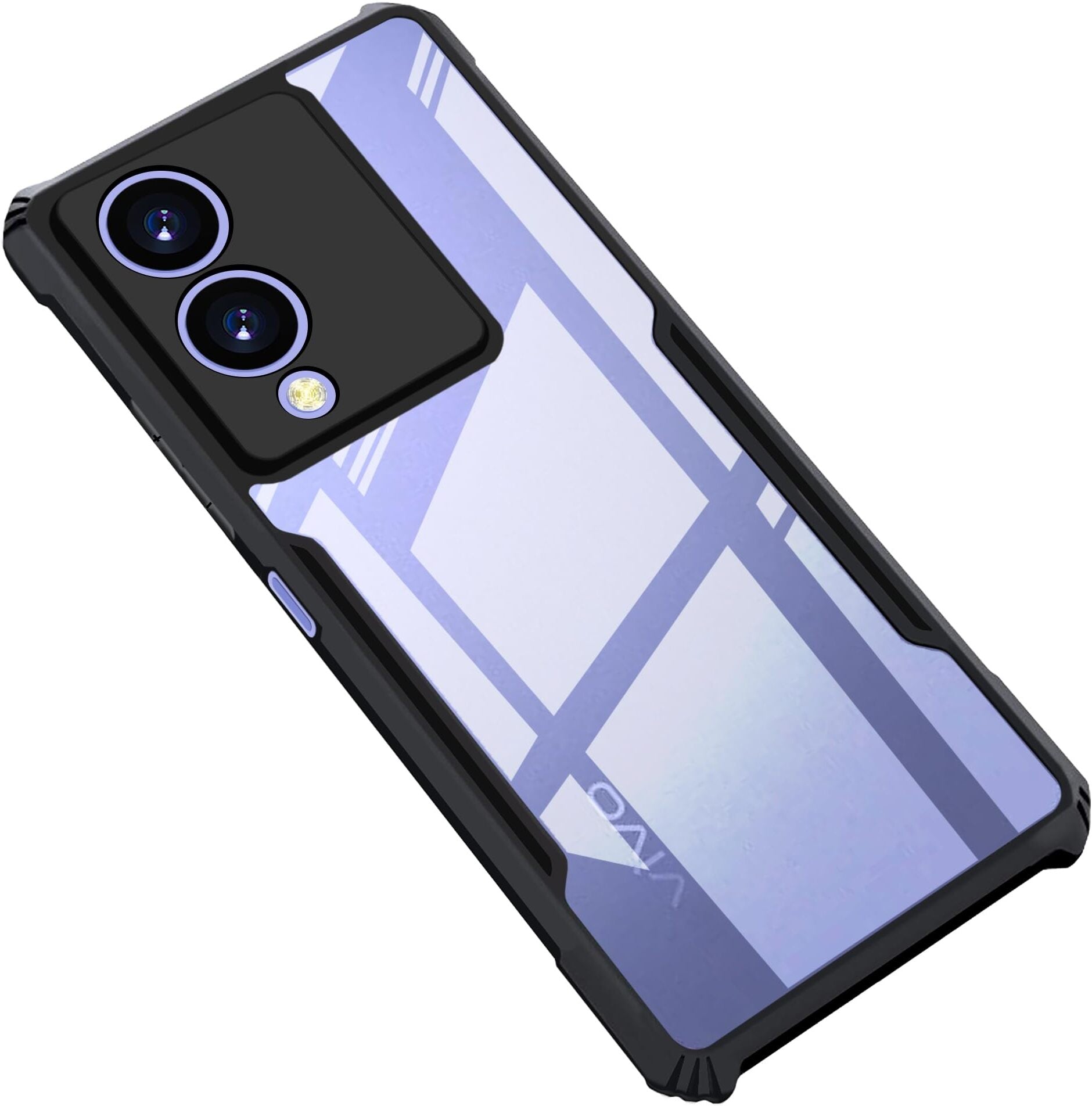 VAKIBO Super Premium Black Border Transparent Case With Corner Protection & Camera Protection Suitable for Vivo Y17S