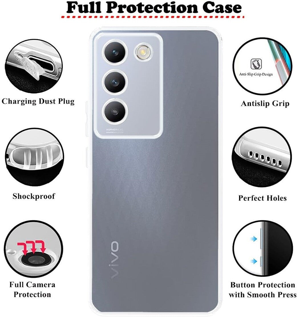 VAKIBO Premium Clear 1.5MM Thick Transparent Soft TPU Rubber Back Cover Case With Camera Protection Suitable for Vivo Y200 5G