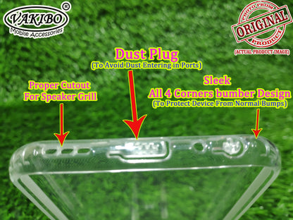 VAKIBO Super Premium Soft TPU Transparent Case With Dustplug,Side Grip,Corner Protection,lanyard Cuts,Camera Protection Suitable for Vivo Y12s