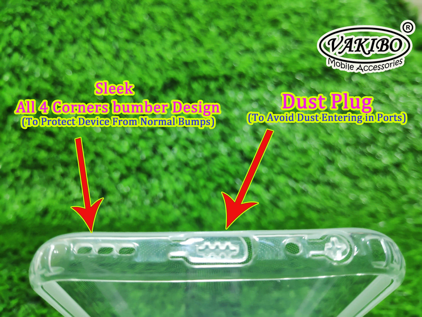 VAKIBO Super Premium Soft TPU Transparent Case With Dustplug,Side Grip,Corner Protection,lanyard Cuts,Camera Protection Suitable for Vivo Y50