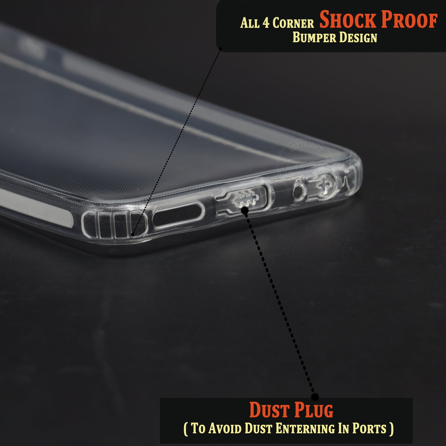 VAKIBO Super Premium Soft TPU Transparent Case With Dustplug,Side Grip,Corner Protection,lanyard Cuts,Camera Protection Suitable for Vivo Y21