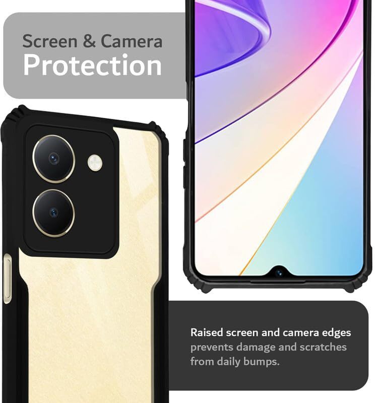VAKIBO Super Premium Black Border Transparent Case With Corner Protection & Camera Protection Suitable for Vivo Y36