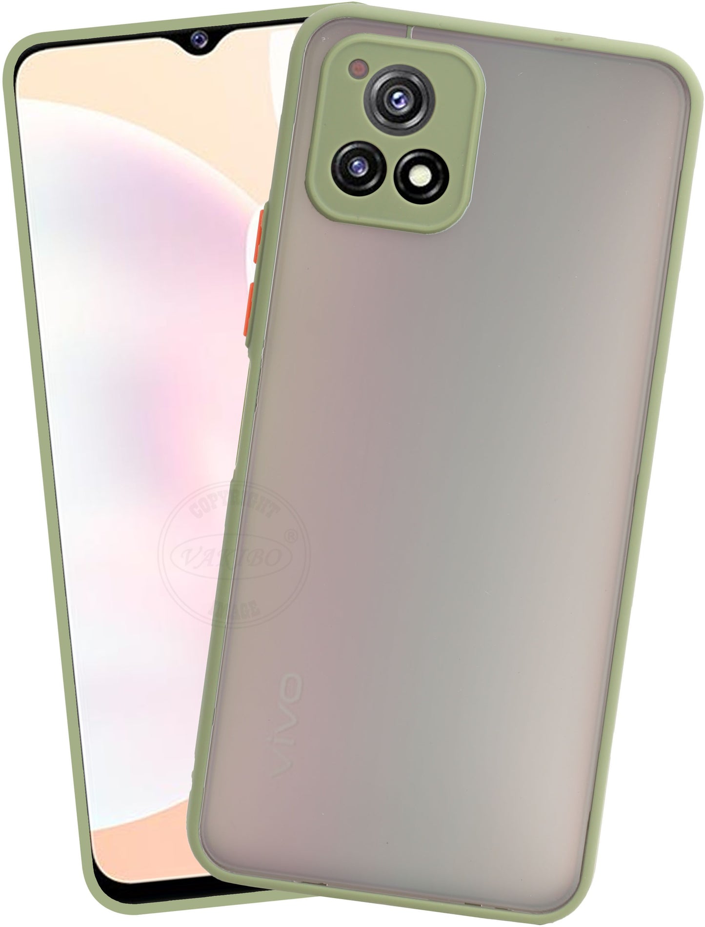 VAKIBO Smoke Design With Camera Protection Light Green Coloured Soft Sides and Hard Back Back Cover Case Suitable for Vivo Y52s