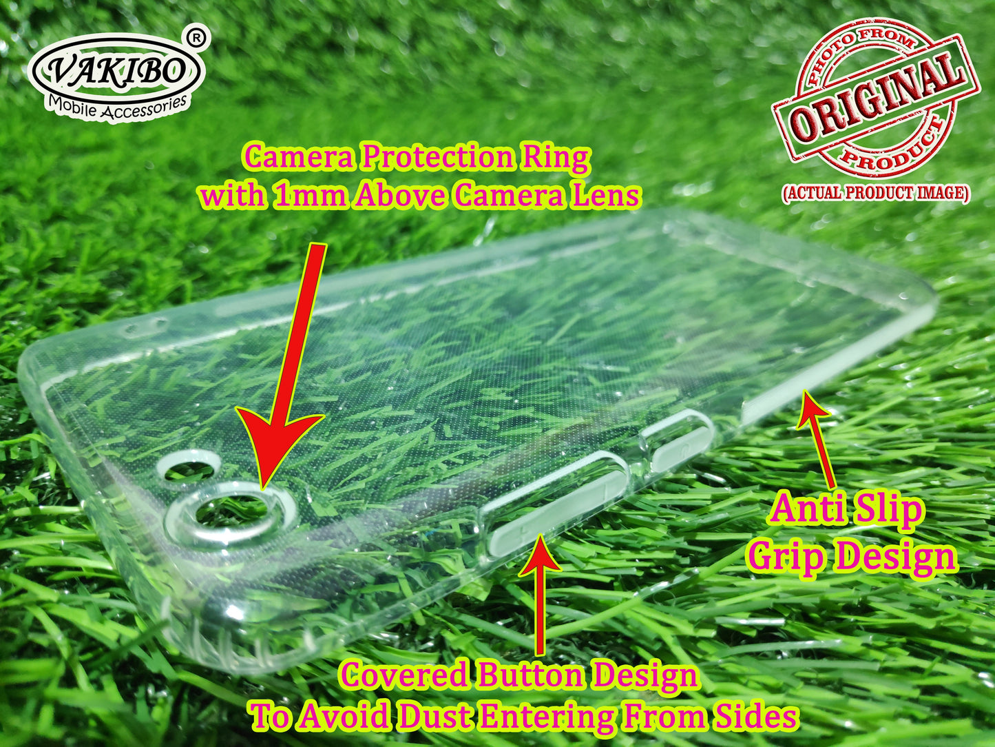 VAKIBO Super Premium Soft TPU Transparent Case With Dustplug,Side Grip,Corner Protection,lanyard Cuts,Camera Protection Suitable for Vivo Y71