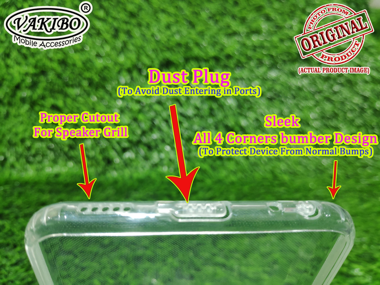 VAKIBO Super Premium Soft TPU Transparent Case With Dustplug,Side Grip,Corner Protection,lanyard Cuts,Camera Protection Suitable for Vivo Y71