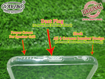 VAKIBO Super Premium Soft TPU Transparent Case With Dustplug,Side Grip,Corner Protection,lanyard Cuts,Camera Protection Suitable for Vivo Y71