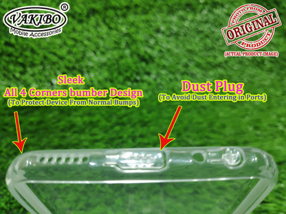 VAKIBO Super Premium Soft TPU Transparent Case With Dustplug,Side Grip,Corner Protection,lanyard Cuts,Camera Protection Suitable for Vivo Y91