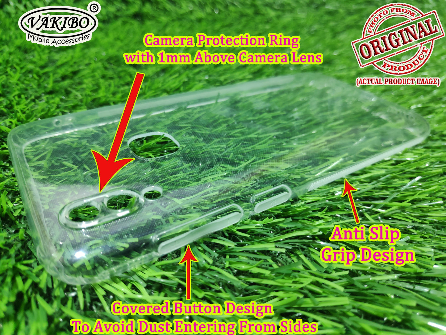 VAKIBO Super Premium Soft TPU Transparent Case With Dustplug,Side Grip,Corner Protection,lanyard Cuts,Camera Protection Suitable for Vivo Y97