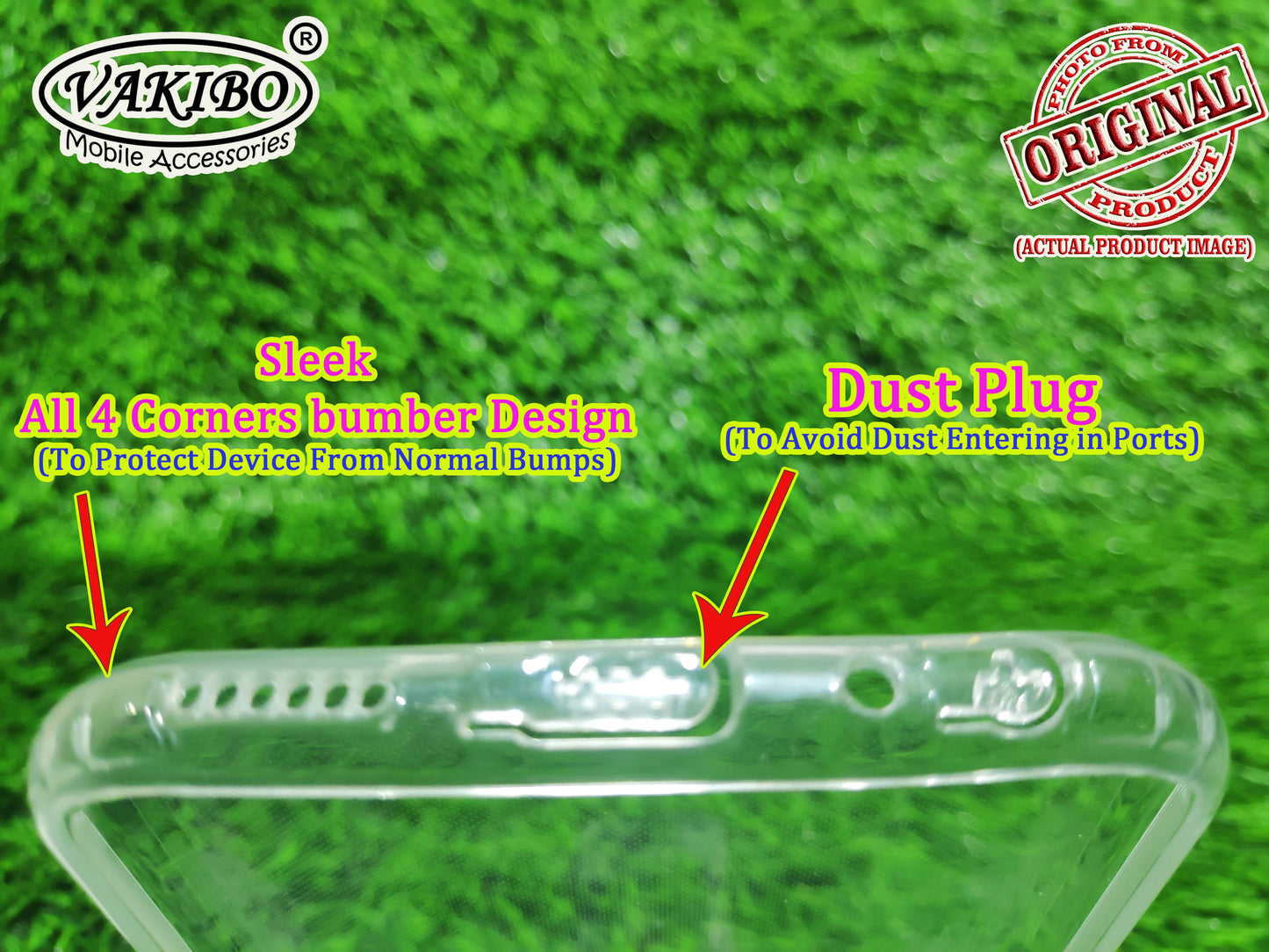 VAKIBO Super Premium Soft TPU Transparent Case With Dustplug,Side Grip,Corner Protection,lanyard Cuts,Camera Protection Suitable for Vivo Y97